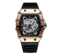 DAXIAOYU Trendy Cool Tonneau Watch Hollow Out Skeleton Large Dial Watches for Men Quartz Waterproof Silicone Strap Sport Business Luminous Wristwatch