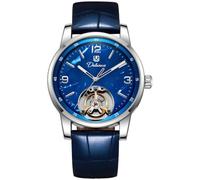 DAXIAOYU Unique Enamel Technology Automatic Mechanical Watch Trend Men's Wristwatch (Silver Blue)