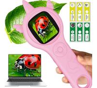 Daxiongmao Microscope for Kids, Kids Miniscope, Mini Digital Microscope for Kids Educational Science Toys, Christmas Birthday Gifts for Age 3 4 5 6 7 8 Girls&Boys (Pink)