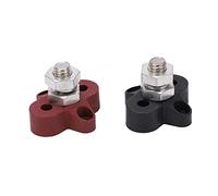 DAXJEROL 2pcs M10 Battery Power Junction Post Block, Insulated Metal Terminal Stud DC48V Maximum, Power Distribution Junction Block with Red and Black Terminals, for Cars RVs A