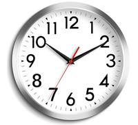 DAXSMY Wall Clock, Modern Wall Clocks Battery Operated, 10 Inch Simpel Silent Non-Ticking Clock Decorative for Kitchen, Office, Outdoor, Bedroom, Living Room, School, Classroom(Silver)