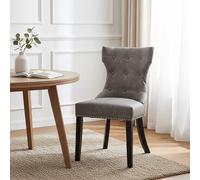 Daxton Grey Leather Effect Button Tufted Dining Chair