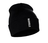 Daxton Vertical USA Cities Cuffed Beanie Winter Knit Hat Skully Cap, Nashville Black White, One size