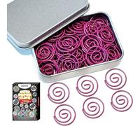 Daxtril Circular Paper Clips, 60PCS Round Paperclips with Box Funny Cute Paperclips Bookmarks Planner Clips for Fun Office Supplies School Gifts Wedding Decoration Accessories (Fuchsia)