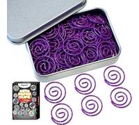 Daxtril Circular Paper Clips, 60PCS Round Paperclips with Box Funny Cute Paperclips Bookmarks Planner Clips for Fun Office Supplies School Gifts Wedding Decoration Accessories (Purple)