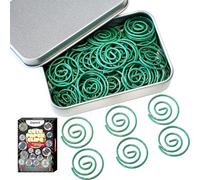 Daxtril Circular Paper Clips, 60PCS Round Paperclips with Box Funny Cute Paperclips Bookmarks Planner Clips for Fun Office Supplies School Gifts Wedding Decoration Accessories (Green)