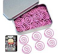 Daxtril Circular Paper Clips, 60PCS Round Paperclips with Box Funny Cute Paperclips Bookmarks Planner Clips for Fun Office Supplies School Gifts Wedding Decoration Accessories (Pink)