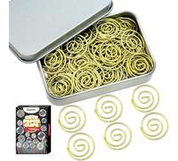 Daxtril Circular Paper Clips, 60PCS Round Paperclips with Box Funny Cute Paperclips Bookmarks Planner Clips for Fun Office Supplies School Gifts Wedding Decoration Accessories (Gold)