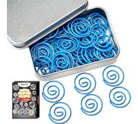 Daxtril Circular Paper Clips, 60PCS Round Paperclips with Box Funny Cute Paperclips Bookmarks Planner Clips for Fun Office Supplies School Gifts Wedding Decoration Accessories (Blue)