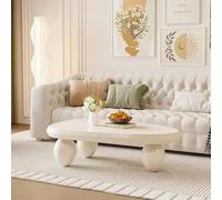 DAXUESEH Cloud Coffee Table Modern Cloud Shape Coffee Table Low Center Table Cartoon Irregular Indoor Tea Table with 3 Leg for Living Room,White oval Small oval Legs