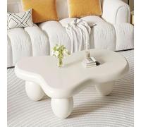 DAXUESEH Cloud Coffee Table Modern Cloud Shape Coffee Table Low Center Table Cartoon Irregular Indoor Tea Table with 3 Leg for Living Room,White Cloud Small oval Legs