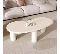 DAXUESEH Irregular Cream White Coffee Table Cloud Coffee Table Modern Center Table for Living Room Indoor Tea Table with 3 Legs for Living Room, Bedroom
