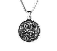 DAXWEV Medal Saint Patron Protection Amulet Faith Necklace,Holy Warrior Religious Bible Titanium Punk Sports Necklace