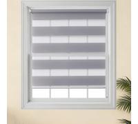 Day and Night Blind No Drill Zebra Stick on Easy Fit Window Roller Shades | Double Layer, 3-in-1 Install, Self Adhesive, No Screw, Light Filtering, Privacy, for Bedroom Kitchen Bathroom Office Door