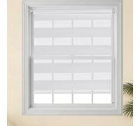 Day and Night Blind No Drill Zebra Stick on Easy Fit Window Roller Shades | Double Layer, 3-in-1 Install, Self Adhesive, No Screw, Light Filtering, Privacy, for Bedroom Kitchen Bathroom Office Door