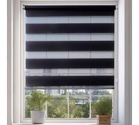 Day and Night Blinds Zebra Blinds No Drill Roller Blinds for Windows Blackout Stick On Self Adhesive Easy Fit Window Blind for Home Bathroom Bedroom Kitchen (Black, 95W x 160H cm)