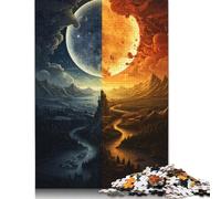 Day And Night Jigsaw Puzzle for Adults 500 Pieces Wooden Jigsaws Puzzles Decompression Game Toy Puzzle Challenging Game 500pcs (52x38cm)