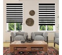 Day and Night Roller Blinds 44 x 190 cm Light Filtering Privacy Day Night Blinds with Install Accessories Window Roller Shades for Bedrooms, Living Room, Bathroom, Black