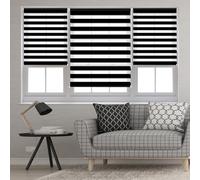 Day and Night Roller Blinds 60 x 120 cm Dual Layer Fabric Zebra Blind Translucent Or Blackout Vision Roller Blackout Window Curtain Fit Home Office Bedroom Kids Room, Black