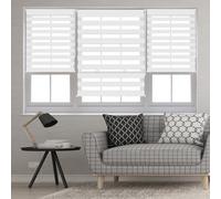 Day and Night Roller Blinds 60 x 120 cm Dual Layer Fabric Zebra Blind Translucent Or Blackout Vision Roller Blackout Window Curtain Fit Home Office Bedroom Kids Room, White