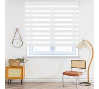 Day and Night Roller Blinds 60 x 50 cm Layer Fabric Opaque & Translucent Good Ventilation Easy Fit Window Blinds Roller Shades for Nursery Bedroom Travel Rv Car, White