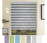 Day and Night Zebra Roller Blind 50 x 200 cm lower the temperature Fabric Roller Blinds 100% Blackout Blinds with Install Accessories for Home Office, Dark Grey