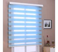 Day and Night Zebra Roller Blind,Custom Roller Blinds,Day and Night Window Shades,Double Fabric Translucent or Blackout Vision Curtains,for Bedroom,Living Room,Kitchen,Blue (W105xH120cm/41x47in)