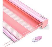 Day and Night Zebra Roller Blind for Window,Blackout Curtain Window Shades Double Layer Roll Up Blind Light Filtering Privacy Screen for Home Office (Pink,50W x 100H cm)