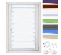 Day and Night Zebra Roller Blinds 40 x 120 cm UV Protection Translucent Vision Curtains with Install Accessories for Home Office Window, White