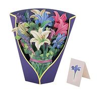 Day Anniversary Tropical Bloom Greeting Card 3D Pops-up Bouquet Paper Flowers(Purple B)