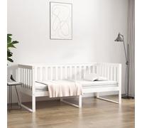 Day Bed 100x200 cm Solid Pinewood White Rustic Minimalist Guest Sofa Bed Natural