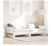 Day Bed 203.5x184x56.5cm White Solid Pine Wood Modern Pull-Out Trundle Guest Bed