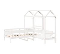 Day Bed and Bench Set with Roof Sofa Bed Guest Bed Solid Wood Pine vidaXL