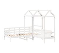 Day Bed and Bench Set with Roof Sofa Bed Guest Bed Solid Wood Pine vidaXL