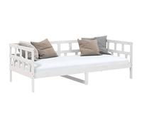 Day Bed Solid Pine Wood Natural Finish 90x190 cm Single Rustic Guest Sofa Frame