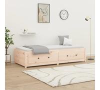 Day bed natural 75x190 cm Solid pinewood sofa bed with storage drawers rustic