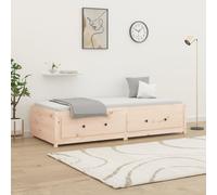 Day bed natural 90x190 cm Solid Pinewood Storage Drawers Rustic Sofa Bed Plywood