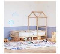Day Bed Natural Pine 80x200cm Solid Wood Slatted Kids Bed with Roof with Storage