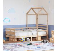 Day bed Natural solid pine wood 80x200 cm Kids roof slatted storage compact fun