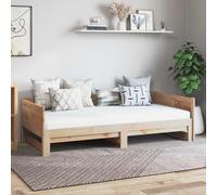 Day bed pull-out solid pine wood natural 90x200 cm guest sofa bed compact 2-in-1