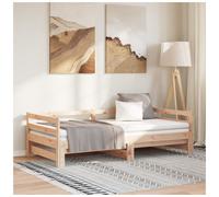 Day Bed Pull-Out Solid Pinewood Natural Finish 90x200cm Trundle Sofa Bed Wood.
