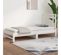 Day Bed Pull-Out Solid Pinewood White 2x90x190 cm Slatted Guest Sofa Bed Compact [EEK: D]
