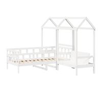 Day Bed Set with Roof Sofa Bed Daybed Guest Bed Wax Solid Wood Pine vidaXL