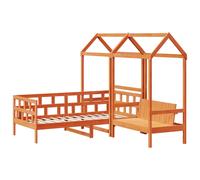 Day Bed Set with Roof Sofa Bed Daybed Guest Bed Wax Solid Wood Pine vidaXL