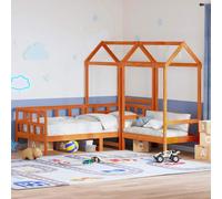 vidaXL Day Bed Set With Roof Without Mattress Wax Brown 80X200 Cm, Brown