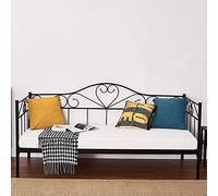 Day Bed Solid Metal Bed Frame 3ft Single Bed Sofa Guest Bed Sustainable Daybed (Black, Daybed)