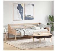 Day Bed Solid Pine Natural 80x200cm Rustic Guest Sofa Bed with Guardrails UK New