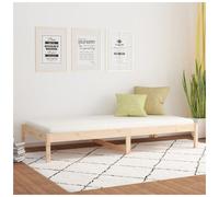 Day Bed Solid Pine Wood Natural Finish 80x200 cm Rustic Guest Sofa With Trundle