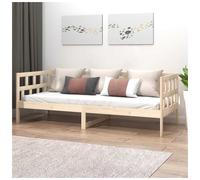 Day Bed Solid Pine Wood Natural Finish 90x190 cm Single Rustic Guest Sofa Frame