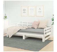 Day Bed Solid Pine Wood White 80 x 200 cm Pull-Out Guest Sofa Frame Space-Saving